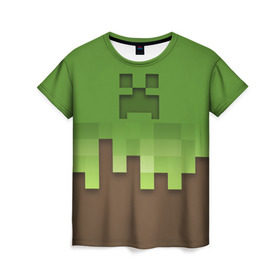 Женская футболка 3D с принтом Minecraft edition в Курске, 100% полиэфир ( синтетическое хлопкоподобное полотно) | прямой крой, круглый вырез горловины, длина до линии бедер | creeper | minecraft