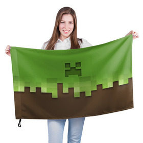 Флаг 3D с принтом Minecraft edition в Курске, 100% полиэстер | плотность ткани — 95 г/м2, размер — 67 х 109 см. Принт наносится с одной стороны | creeper | minecraft
