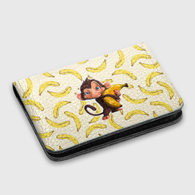 Картхолдер с принтом с принтом Обезьяна с бананом в Курске, натуральная матовая кожа | размер 7,3 х 10 см; кардхолдер имеет 4 кармана для карт; | мартышка | обезьяна