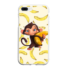 Чехол для iPhone 7Plus/8 Plus матовый с принтом Обезьяна с бананом в Курске, Силикон | Область печати: задняя сторона чехла, без боковых панелей | мартышка | обезьяна