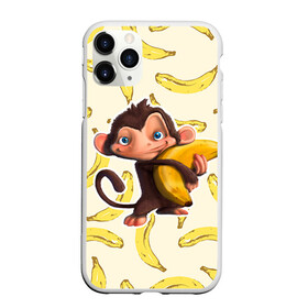 Чехол для iPhone 11 Pro матовый с принтом Обезьяна с бананом в Курске, Силикон |  | Тематика изображения на принте: мартышка | обезьяна