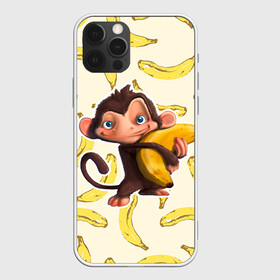 Чехол для iPhone 12 Pro с принтом Обезьяна с бананом в Курске, силикон | область печати: задняя сторона чехла, без боковых панелей | Тематика изображения на принте: мартышка | обезьяна