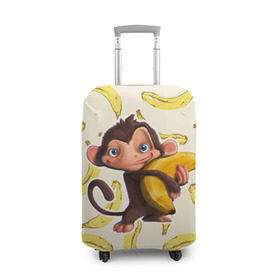 Чехол для чемодана 3D с принтом Обезьяна с бананом в Курске, 86% полиэфир, 14% спандекс | двустороннее нанесение принта, прорези для ручек и колес | мартышка | обезьяна