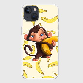 Чехол для iPhone 13 с принтом Обезьяна с бананом в Курске,  |  | Тематика изображения на принте: мартышка | обезьяна
