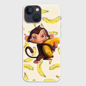 Чехол для iPhone 13 mini с принтом Обезьяна с бананом в Курске,  |  | Тематика изображения на принте: мартышка | обезьяна
