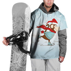 Накидка на куртку 3D с принтом Обезьяна на коньках в Курске, 100% полиэстер |  | Тематика изображения на принте: 2016 | год | ёлки | коньки | мартышка | новый | обезьяна | с новым год