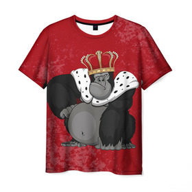 Мужская футболка 3D с принтом Обезьяна король в Курске, 100% полиэфир | прямой крой, круглый вырез горловины, длина до линии бедер | 2016 | год | король | корона | мартышка | новый | обезьяна | с новым год