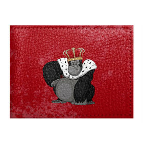 Обложка для студенческого билета с принтом Обезьяна король в Курске, натуральная кожа | Размер: 11*8 см; Печать на всей внешней стороне | Тематика изображения на принте: 2016 | год | король | корона | мартышка | новый | обезьяна | с новым год