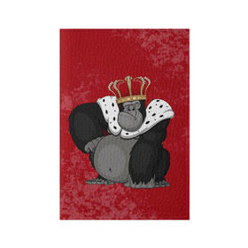 Обложка для паспорта матовая кожа с принтом Обезьяна король в Курске, натуральная матовая кожа | размер 19,3 х 13,7 см; прозрачные пластиковые крепления | Тематика изображения на принте: 2016 | год | король | корона | мартышка | новый | обезьяна | с новым год