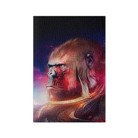 Обложка для паспорта матовая кожа с принтом Обезьяна в космосе в Курске, натуральная матовая кожа | размер 19,3 х 13,7 см; прозрачные пластиковые крепления | 2016 | год | космос | мартышка | новый | обезьяна | с новым год