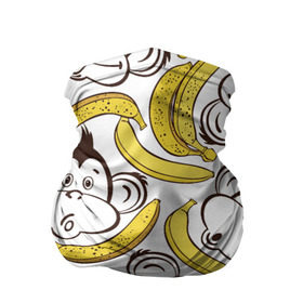 Бандана-труба 3D с принтом Обезьянки и бананы в Курске, 100% полиэстер, ткань с особыми свойствами — Activecool | плотность 150‒180 г/м2; хорошо тянется, но сохраняет форму | Тематика изображения на принте: банан