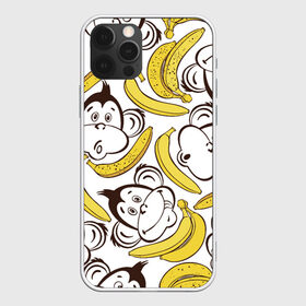 Чехол для iPhone 12 Pro Max с принтом Обезьянки и бананы в Курске, Силикон |  | банан