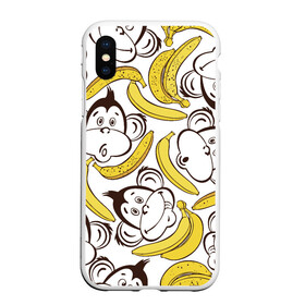 Чехол для iPhone XS Max матовый с принтом Обезьянки и бананы в Курске, Силикон | Область печати: задняя сторона чехла, без боковых панелей | банан