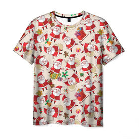 Мужская футболка 3D с принтом Санта в Курске, 100% полиэфир | прямой крой, круглый вырез горловины, длина до линии бедер | Тематика изображения на принте: 2016 | новый год | популярные | прикольные | санта клаус