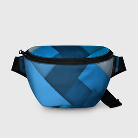 Поясная сумка 3D с принтом Абстракт в Курске, 100% полиэстер | плотная ткань, ремень с регулируемой длиной, внутри несколько карманов для мелочей, основное отделение и карман с обратной стороны сумки застегиваются на молнию | геометрия | синий