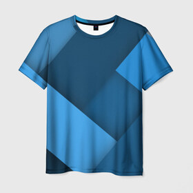 Мужская футболка 3D с принтом Абстракт в Курске, 100% полиэфир | прямой крой, круглый вырез горловины, длина до линии бедер | геометрия | синий