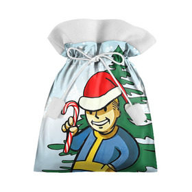 Подарочный 3D мешок с принтом Новогодний Fallout в Курске, 100% полиэстер | Размер: 29*39 см | 111 | 2016 | bethesda | boy | fallout | vault | бункер | дед мороз | игры | нг | новый год | постапокалиптические | с новым годом | убежище | фалаут | фаллаут | фолаут | фоллаут | шапка