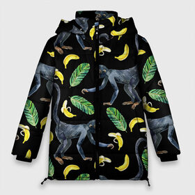 Женская зимняя куртка 3D с принтом Обезьянки и бананы в Курске, верх — 100% полиэстер; подкладка — 100% полиэстер; утеплитель — 100% полиэстер | длина ниже бедра, силуэт Оверсайз. Есть воротник-стойка, отстегивающийся капюшон и ветрозащитная планка. 

Боковые карманы с листочкой на кнопках и внутренний карман на молнии | банан