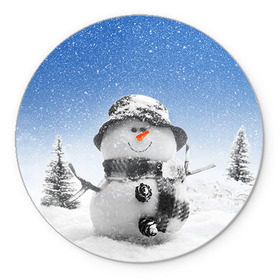 Коврик круглый с принтом Снеговик в Курске, резина и полиэстер | круглая форма, изображение наносится на всю лицевую часть | Тематика изображения на принте: 2016 | winter | год | зима | мартышка | новогодний | новый | обезьяна | обезьянка | подарок | с новым годом | снег | снеговик