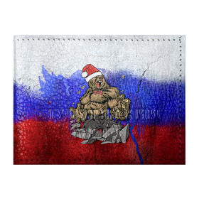 Обложка для студенческого билета с принтом Медведь в Курске, натуральная кожа | Размер: 11*8 см; Печать на всей внешней стороне | 2016 | год | медведь | мишка | новогодний | новый | патриот | россия | русский | с новым годом | сила | флаг