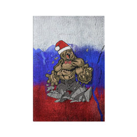 Обложка для паспорта матовая кожа с принтом Медведь в Курске, натуральная матовая кожа | размер 19,3 х 13,7 см; прозрачные пластиковые крепления | 2016 | год | медведь | мишка | новогодний | новый | патриот | россия | русский | с новым годом | сила | флаг