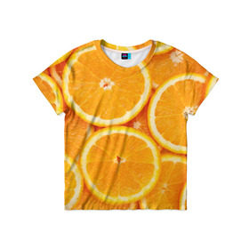 Детская футболка 3D с принтом Апельсинчик в Курске, 100% гипоаллергенный полиэфир | прямой крой, круглый вырез горловины, длина до линии бедер, чуть спущенное плечо, ткань немного тянется | orange | апельсин | фрукты
