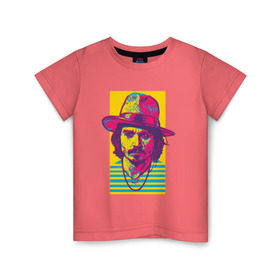Детская футболка хлопок с принтом Джонни Депп в Курске, 100% хлопок | круглый вырез горловины, полуприлегающий силуэт, длина до линии бедер | Тематика изображения на принте: depp | johnny | актер | депп | джонни | кино