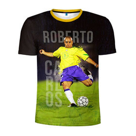 Мужская футболка 3D спортивная с принтом Roberto Carlos в Курске, 100% полиэстер с улучшенными характеристиками | приталенный силуэт, круглая горловина, широкие плечи, сужается к линии бедра | carlos | football | roberto carlos | дели дайнамос | роберто | роберто карлос | футбол | футболист