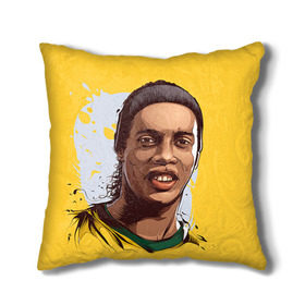 Подушка 3D с принтом Ronaldinho в Курске, наволочка – 100% полиэстер, наполнитель – холлофайбер (легкий наполнитель, не вызывает аллергию). | состоит из подушки и наволочки. Наволочка на молнии, легко снимается для стирки | football | ronaldinho | роналдиньо | футбол | футболист
