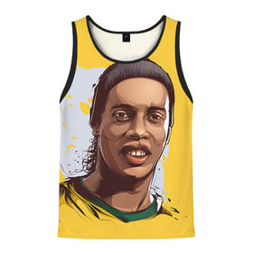 Мужская майка 3D с принтом Ronaldinho в Курске, 100% полиэстер | круглая горловина, приталенный силуэт, длина до линии бедра. Пройма и горловина окантованы тонкой бейкой | football | ronaldinho | роналдиньо | футбол | футболист