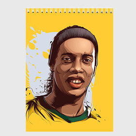 Скетчбук с принтом Ronaldinho в Курске, 100% бумага
 | 48 листов, плотность листов — 100 г/м2, плотность картонной обложки — 250 г/м2. Листы скреплены сверху удобной пружинной спиралью | Тематика изображения на принте: football | ronaldinho | роналдиньо | футбол | футболист