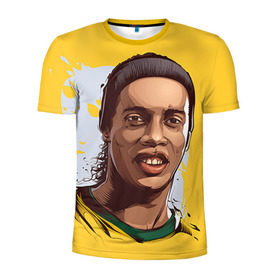 Мужская футболка 3D спортивная с принтом Ronaldinho в Курске, 100% полиэстер с улучшенными характеристиками | приталенный силуэт, круглая горловина, широкие плечи, сужается к линии бедра | Тематика изображения на принте: football | ronaldinho | роналдиньо | футбол | футболист
