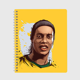 Тетрадь с принтом Ronaldinho в Курске, 100% бумага | 48 листов, плотность листов — 60 г/м2, плотность картонной обложки — 250 г/м2. Листы скреплены сбоку удобной пружинной спиралью. Уголки страниц и обложки скругленные. Цвет линий — светло-серый
 | football | ronaldinho | роналдиньо | футбол | футболист