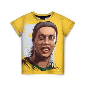 Детская футболка 3D с принтом Ronaldinho в Курске, 100% гипоаллергенный полиэфир | прямой крой, круглый вырез горловины, длина до линии бедер, чуть спущенное плечо, ткань немного тянется | Тематика изображения на принте: football | ronaldinho | роналдиньо | футбол | футболист