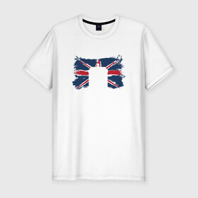 Мужская футболка премиум с принтом Tardis Britain в Курске, 92% хлопок, 8% лайкра | приталенный силуэт, круглый вырез ворота, длина до линии бедра, короткий рукав | doctor who | британия | доктор кто | тардис