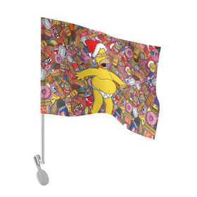 Флаг для автомобиля с принтом Обжора Гомер в Курске, 100% полиэстер | Размер: 30*21 см | гомер