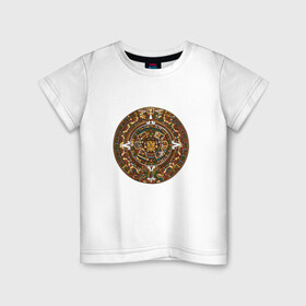 Детская футболка хлопок с принтом Maya в Курске, 100% хлопок | круглый вырез горловины, полуприлегающий силуэт, длина до линии бедер | календарь | майя | орнамент | узор