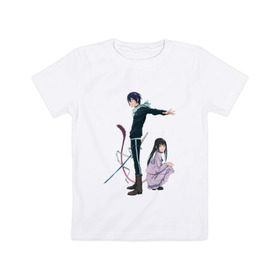 Детская футболка хлопок с принтом Бездомный бог в Курске, 100% хлопок | круглый вырез горловины, полуприлегающий силуэт, длина до линии бедер | Тематика изображения на принте: noragami | noragami   бездомный богhiyori | yato | бездмоныйбог | хиери | ято