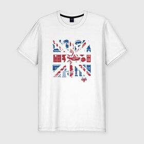 Мужская футболка премиум с принтом Британия в сердце в Курске, 92% хлопок, 8% лайкра | приталенный силуэт, круглый вырез ворота, длина до линии бедра, короткий рукав | britain | бин | доктор кто | королева | тардис