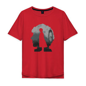Мужская футболка хлопок Oversize с принтом Sherlock World в Курске, 100% хлопок | свободный крой, круглый ворот, “спинка” длиннее передней части | англия | британия | детектив | холмс | шерлок