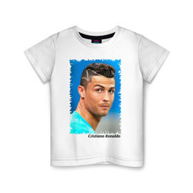 Детская футболка хлопок с принтом Cristiano Ronaldo в Курске, 100% хлопок | круглый вырез горловины, полуприлегающий силуэт, длина до линии бедер | cristiano ronaldo | криштиану роналду | лига чемпионов | мю | португалия | реал мадрид | футбол