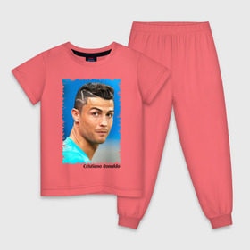 Детская пижама хлопок с принтом Cristiano Ronaldo в Курске, 100% хлопок |  брюки и футболка прямого кроя, без карманов, на брюках мягкая резинка на поясе и по низу штанин
 | cristiano ronaldo | криштиану роналду | лига чемпионов | мю | португалия | реал мадрид | футбол
