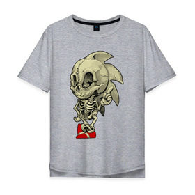 Мужская футболка хлопок Oversize с принтом Sonic skeleton в Курске, 100% хлопок | свободный крой, круглый ворот, “спинка” длиннее передней части | Тематика изображения на принте: скелет