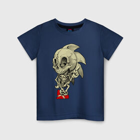Детская футболка хлопок с принтом Sonic skeleton в Курске, 100% хлопок | круглый вырез горловины, полуприлегающий силуэт, длина до линии бедер | скелет