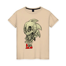 Женская футболка хлопок с принтом Sonic skeleton в Курске, 100% хлопок | прямой крой, круглый вырез горловины, длина до линии бедер, слегка спущенное плечо | скелет