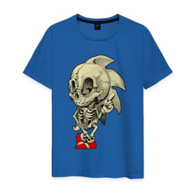 Мужская футболка хлопок с принтом Sonic skeleton в Курске, 100% хлопок | прямой крой, круглый вырез горловины, длина до линии бедер, слегка спущенное плечо. | скелет