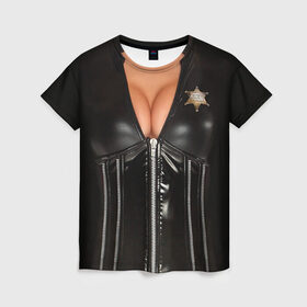 Женская футболка 3D с принтом Костюм шерифа в Курске, 100% полиэфир ( синтетическое хлопкоподобное полотно) | прямой крой, круглый вырез горловины, длина до линии бедер | год | грудь | костюм | новый | ролевые | тело | шериф
