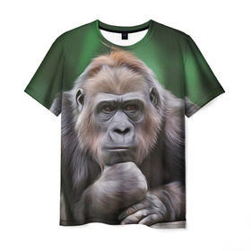 Мужская футболка 3D с принтом Обезьяна в Курске, 100% полиэфир | прямой крой, круглый вырез горловины, длина до линии бедер | 2016 | мартышка | обезьяна | с новым годом | символ нг