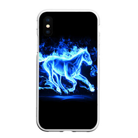 Чехол для iPhone XS Max матовый с принтом Ледяной конь в Курске, Силикон | Область печати: задняя сторона чехла, без боковых панелей | Тематика изображения на принте: арт | лёд | лошадь | огонь | пламя