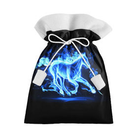 Подарочный 3D мешок с принтом Ледяной конь в Курске, 100% полиэстер | Размер: 29*39 см | Тематика изображения на принте: арт | лёд | лошадь | огонь | пламя